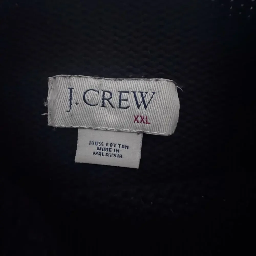 Vintage J Crew Roll Neck Sweater Oarsman Fisherman Cotton Knit Pullover 2X Black